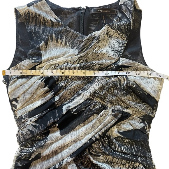 BCBGMaxAzria Roxanne Asymmetrical Ruched Mesh Cocktail Dress Size Medium - Picture 12 of 16